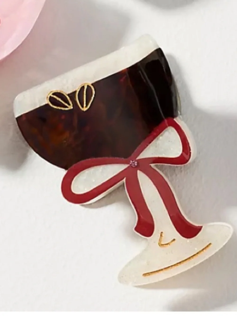 Anthropologie Cocktail Hair Clips, Espresso, ☕️ Cherry 🍒 Green Bow 🎀